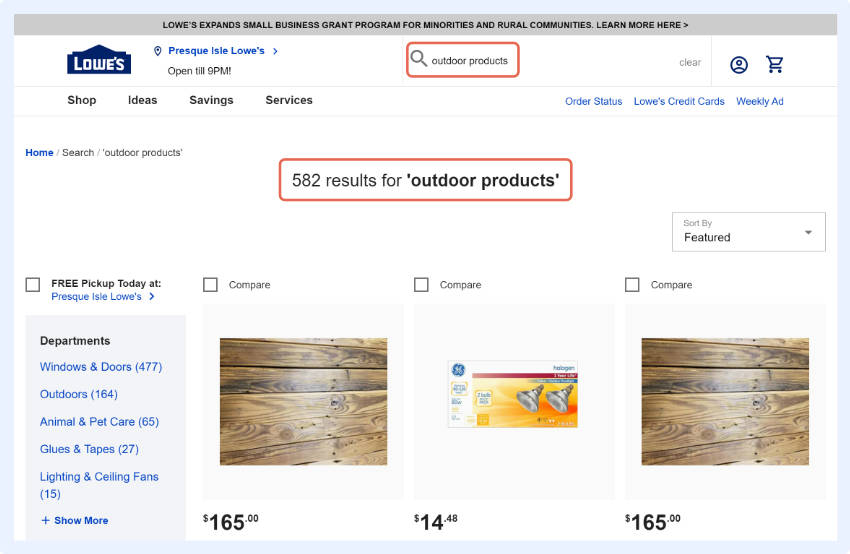 keep the search term displayed for the shopper and provide them a chance to iterate on the query