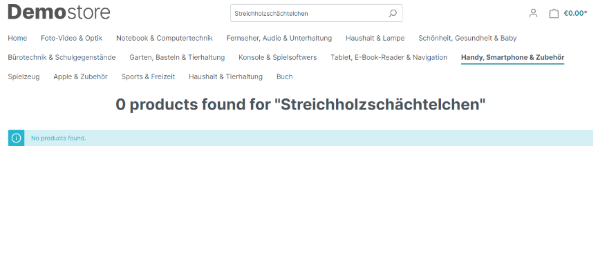 Shopware Site Search Zero Result Pages