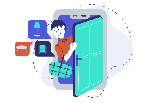 Personalization webinar illustration - a shopper re-entering a store