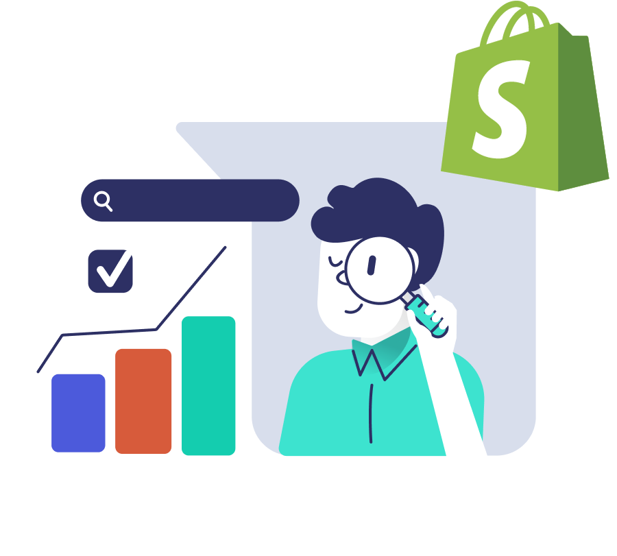 Illustration for best shopify search app in 2026 blogpost: a guy is searching